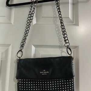kate spade Black Studded Leather Crossbody with Chain Strap